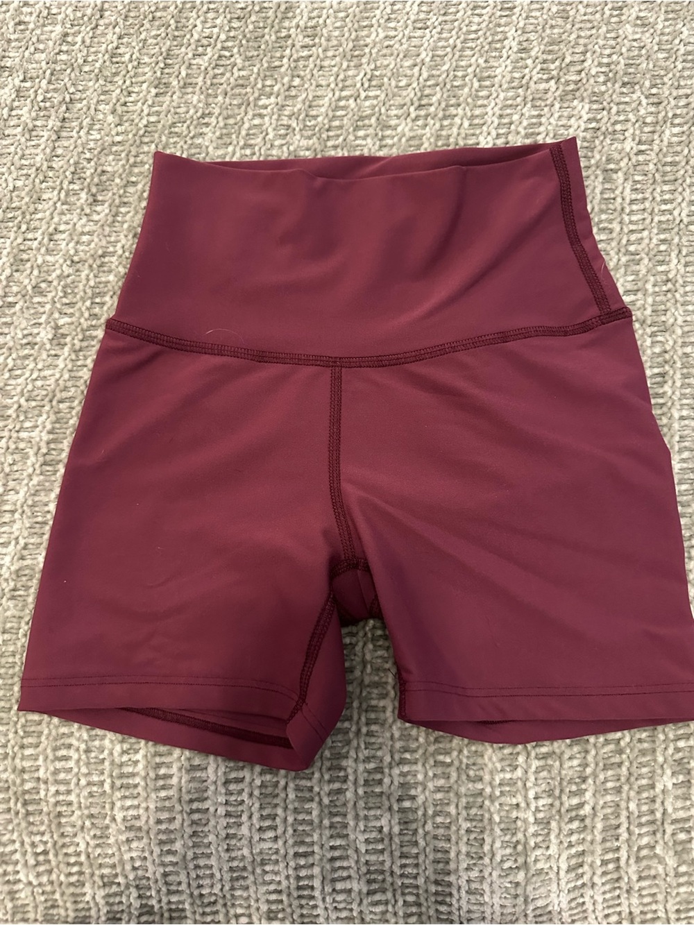 High-Waist Burgundy Women’s Bike Shorts
